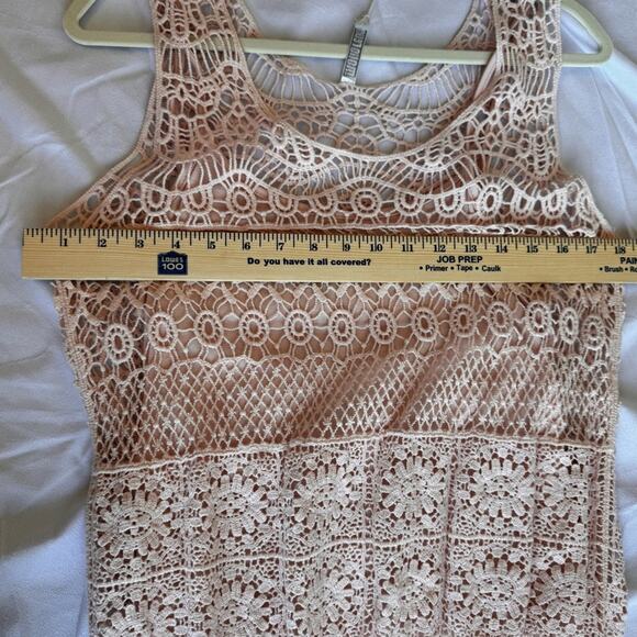 MONORENO BILTMORE TWO PIECE CROCHET & LACE MAXI Light Pink feminine summer - Picture 12 of 14